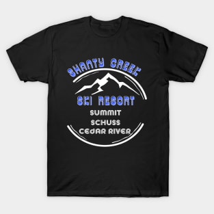 Shanty Creek Resort  Michigan USA. White text. Gift Ideas For The Ski Enthusiast. T-Shirt